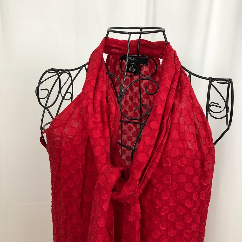 Arden B. Silk sleeveless top front tie S - Picture 2 of 6